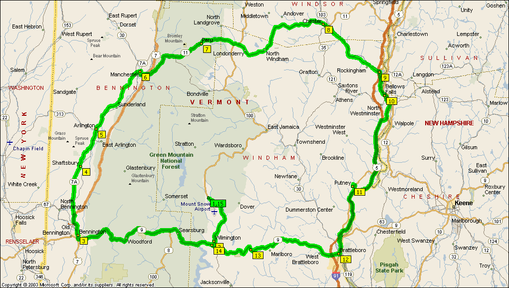 14 Towns of Vermont 150 Miles